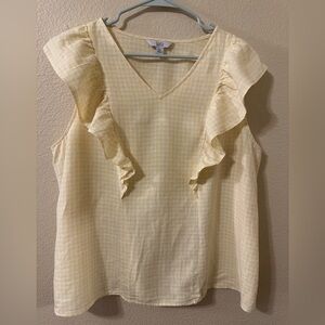 Croft & Barrow Light Yellow Gingham Ruffle Blouse